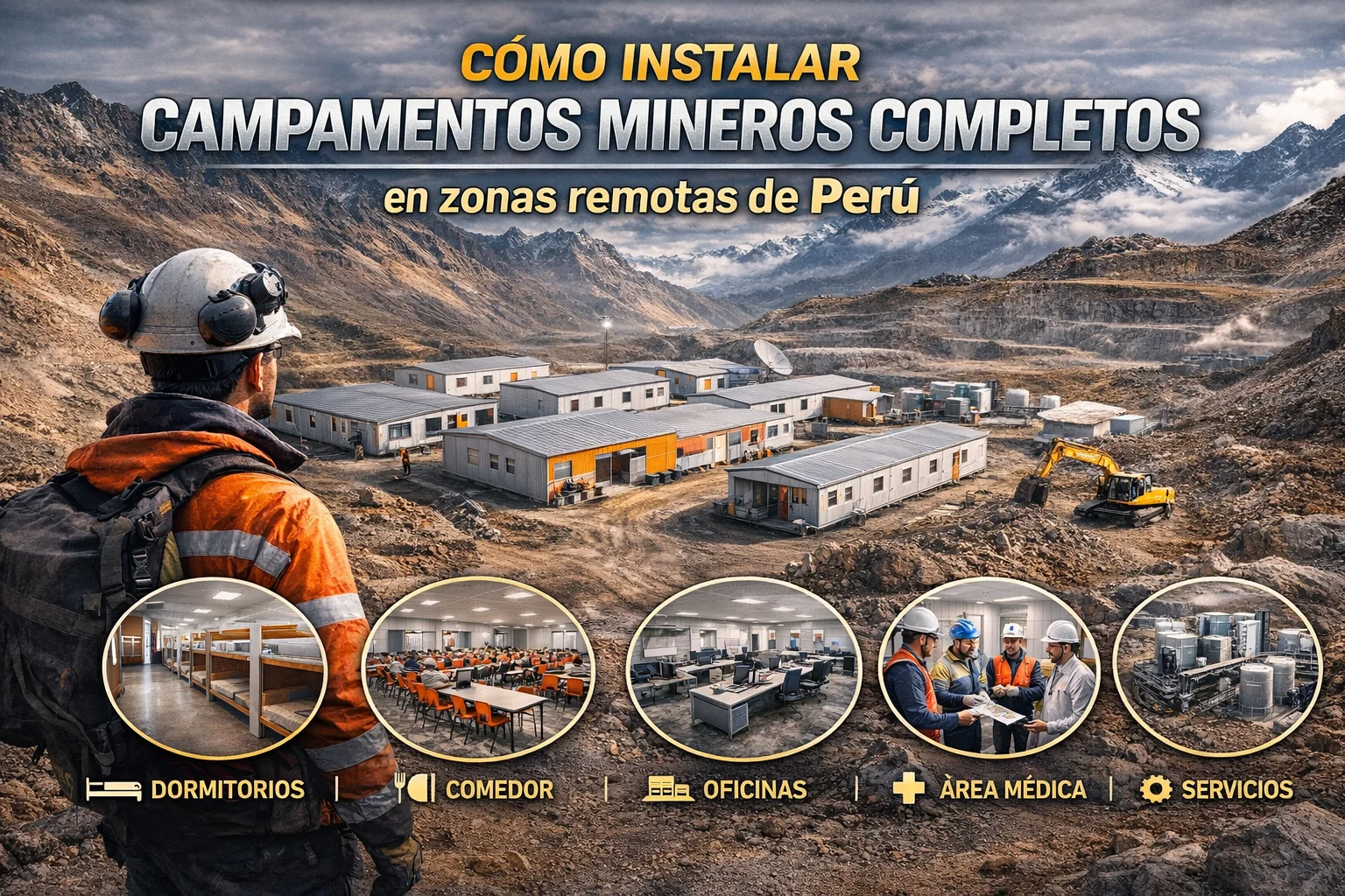 Cómo instalar campamentos mineros completos con dormitorios, comedores, oficinas, áreas médicas y servicios en zonas remotas en Perú